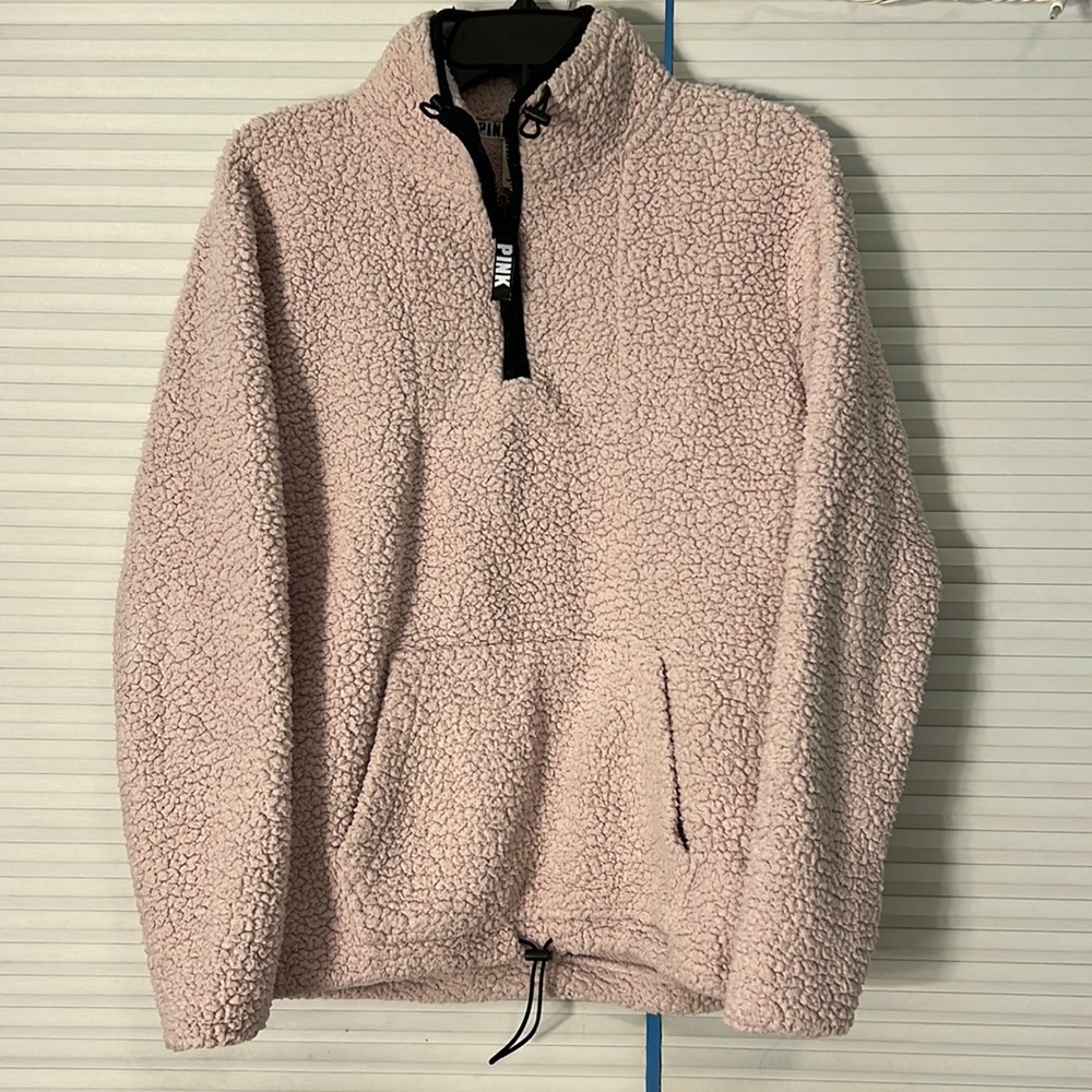 VS PINK Sherpa Quarter Zip Pullover